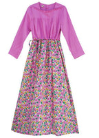 Organic pink print Long dress patchwork Dresses spring Dresses