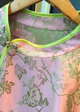 Load image into Gallery viewer, Oriental Pink Stand Collar button Asymmetrical print silk tops Spring