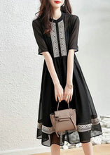 Load image into Gallery viewer, Original Design Black O-Neck Patchwork Chiffon Dress Summer