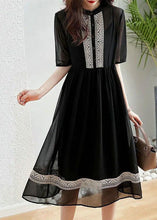 Load image into Gallery viewer, Original Design Black O-Neck Patchwork Chiffon Dress Summer
