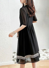 Load image into Gallery viewer, Original Design Black O-Neck Patchwork Chiffon Dress Summer