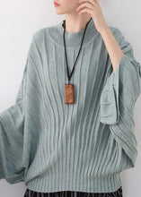 Load image into Gallery viewer, Original Design Green Solid O-Neck Knit Tops Batwing Sleeve