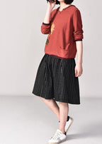 Oversized pink prints knitted t shirt fall fashion long sleeve knitwear v neck