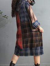 Load image into Gallery viewer, Plus Size Retro Plaid Big Pocket Hooded Dress