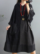 Load image into Gallery viewer, Plus Size Retro Plaid Big Pocket Hooded Dress