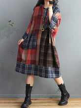 Load image into Gallery viewer, Plus Size Retro Plaid Big Pocket Hooded Dress