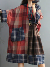 Load image into Gallery viewer, Plus Size Retro Plaid Big Pocket Hooded Dress