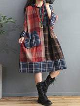 Load image into Gallery viewer, Plus Size Retro Plaid Big Pocket Hooded Dress
