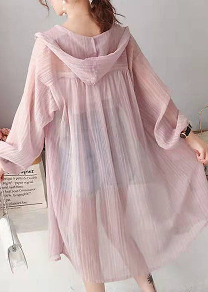 Pink Button Silk Casual Cardigan Long Sleeve