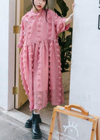 Pink Cinched Circle Summer Party Dresses