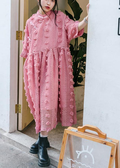 Pink Cinched Circle Summer Party Dresses