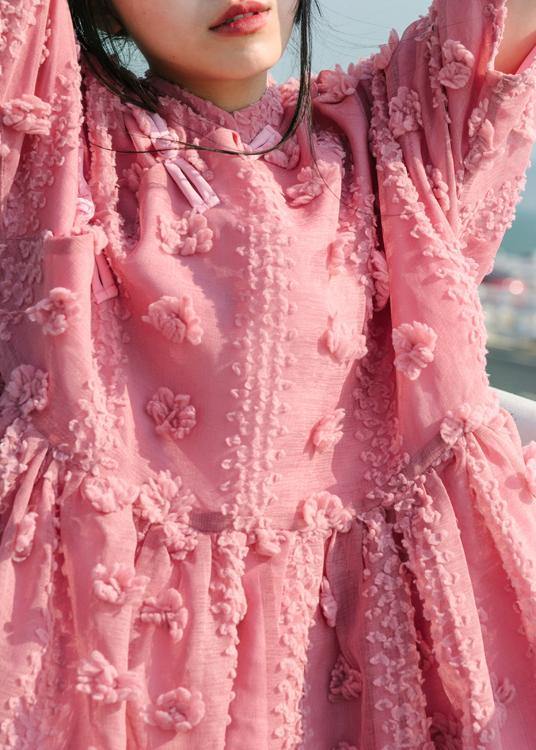 Pink Cinched Circle Summer Party Dresses