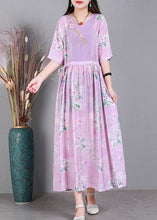 Load image into Gallery viewer, Pink V Neck  Embroideried Drawstring Tie Waist Silk Vacation Dresses Short Sleeve