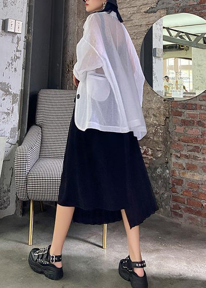 Pleated skirt high waist a-line fashion black stitching elastic waist skirt female summer
