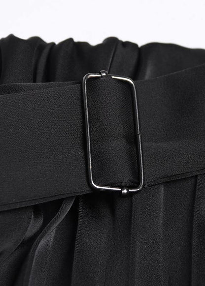 Pleated skirt high waist a-line fashion black stitching elastic waist skirt female summer