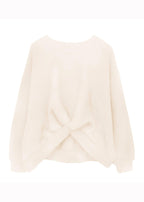 Plus Size Apricot Asymmetrical Patchwork Warm Fleece Sweatshirt Top Fall