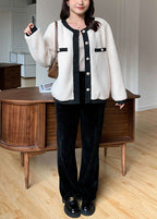 Plus Size Apricot Button Coat And Corduroy Pants Two Pieces Set Winter