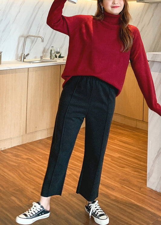 Plus Size Apricot Elastic Waist Oversized Woolen Pants Fall