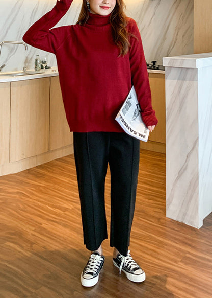 Plus Size Apricot Elastic Waist Oversized Woolen Pants Fall