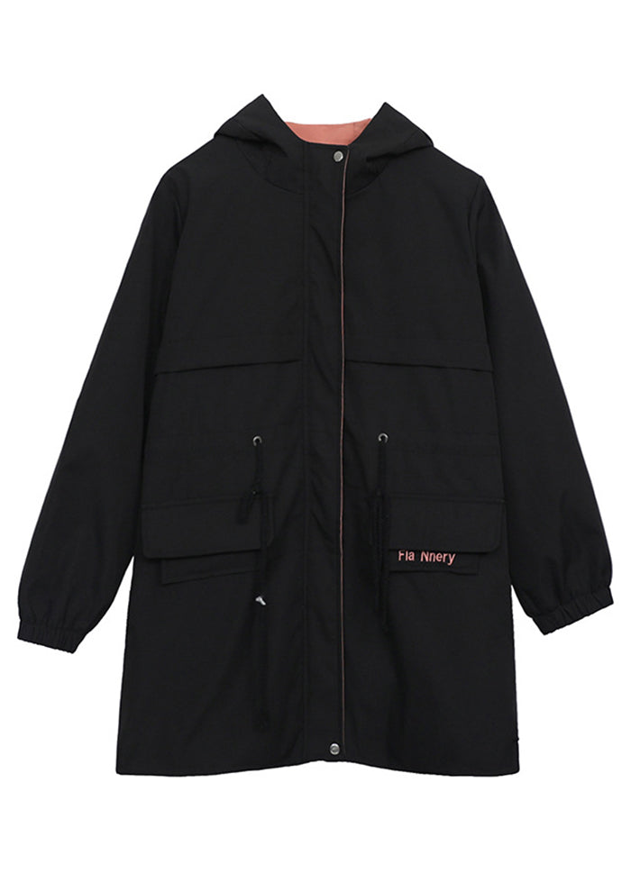 Plus Size Black Cinched Thick Warm Fleece Fine Contton Filled Witner Jacket