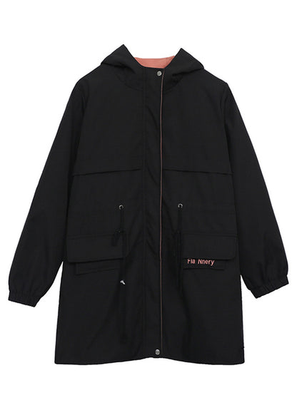 Plus Size Black Cinched Thick Warm Fleece Fine Contton Filled Witner Jacket