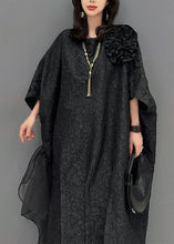 Load image into Gallery viewer, Plus Size Black Floral Tulle Patchwork Cotton Long Dresses Summer
