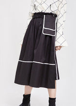 Load image into Gallery viewer, Plus Size Black High Waist Patchwork low high design Fall Skirt
