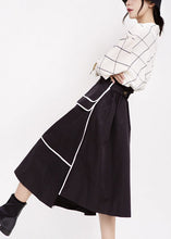 Load image into Gallery viewer, Plus Size Black High Waist Patchwork low high design Fall Skirt