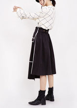 Load image into Gallery viewer, Plus Size Black High Waist Patchwork low high design Fall Skirt