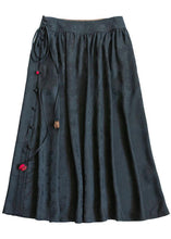 Load image into Gallery viewer, Plus Size Black Jacquard Cinched Silk Skirt Winter