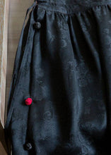 Load image into Gallery viewer, Plus Size Black Jacquard Cinched Silk Skirt Winter