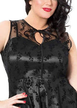 Load image into Gallery viewer, Plus Size Black O-Neck Print Tulle Patchwork Mid Dresses Summer