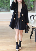 Load image into Gallery viewer, Plus Size Black Oversized Double Breast Woolen Coats Fall