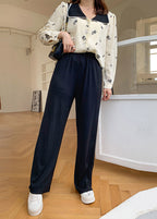 Plus Size Black Oversized Draping Spandex Wide Leg Pants Fall