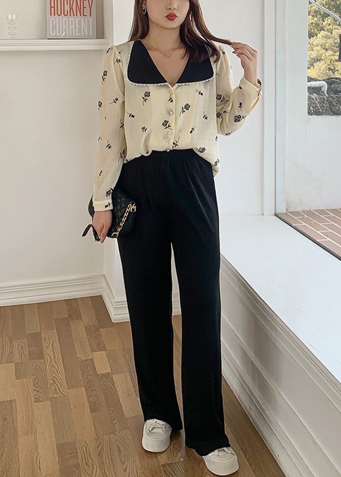 Plus Size Black Oversized Draping Spandex Wide Leg Pants Fall