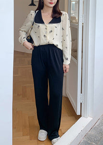 Plus Size Black Oversized Draping Spandex Wide Leg Pants Fall