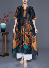 Load image into Gallery viewer, Plus Size Black V Neck Print Silk Long Dress Summer