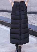 Load image into Gallery viewer, Plus Size Black Zip Up Pockets Fine Cotton Filled Skirt Winter