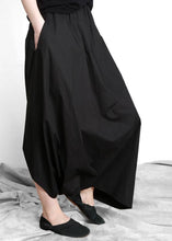 Load image into Gallery viewer, Plus Size Black asymmetrical design Elastic Waist Summer Linen Skirts