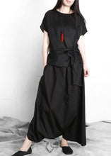 Load image into Gallery viewer, Plus Size Black asymmetrical design Elastic Waist Summer Linen Skirts