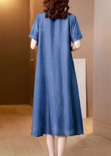 Load image into Gallery viewer, Plus Size Blue Embroideried Side Open Denim Dress Summer