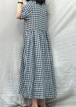 Load image into Gallery viewer, Plus Size Blue Peter Pan Collar Plaid Linen Dresses Summer