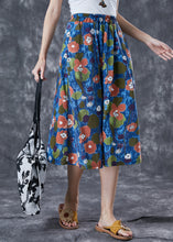 Load image into Gallery viewer, Plus Size Blue Print Exra Large Hem Linen Skirt Summer