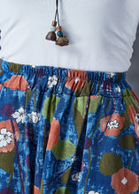 Load image into Gallery viewer, Plus Size Blue Print Exra Large Hem Linen Skirt Summer
