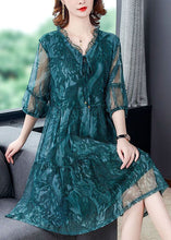 Load image into Gallery viewer, Plus Size Blue V Neck Print Tulle Holiday Dress Summer