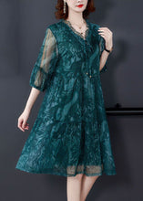 Load image into Gallery viewer, Plus Size Blue V Neck Print Tulle Holiday Dress Summer