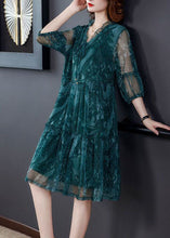 Load image into Gallery viewer, Plus Size Blue V Neck Print Tulle Holiday Dress Summer