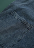 Plus Size Blue pockets Cotton denim Jumpsuit Spring