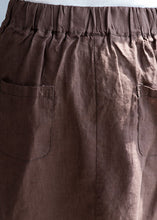 Load image into Gallery viewer, Plus Size Chocolate Asymmetrical Pockets Linen Skirts Spring