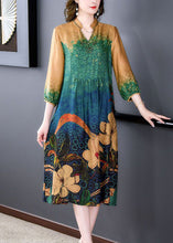 Load image into Gallery viewer, Plus Size Colorblock Print Wrinkled Silk A Line Dresses Bracelet Sleeve